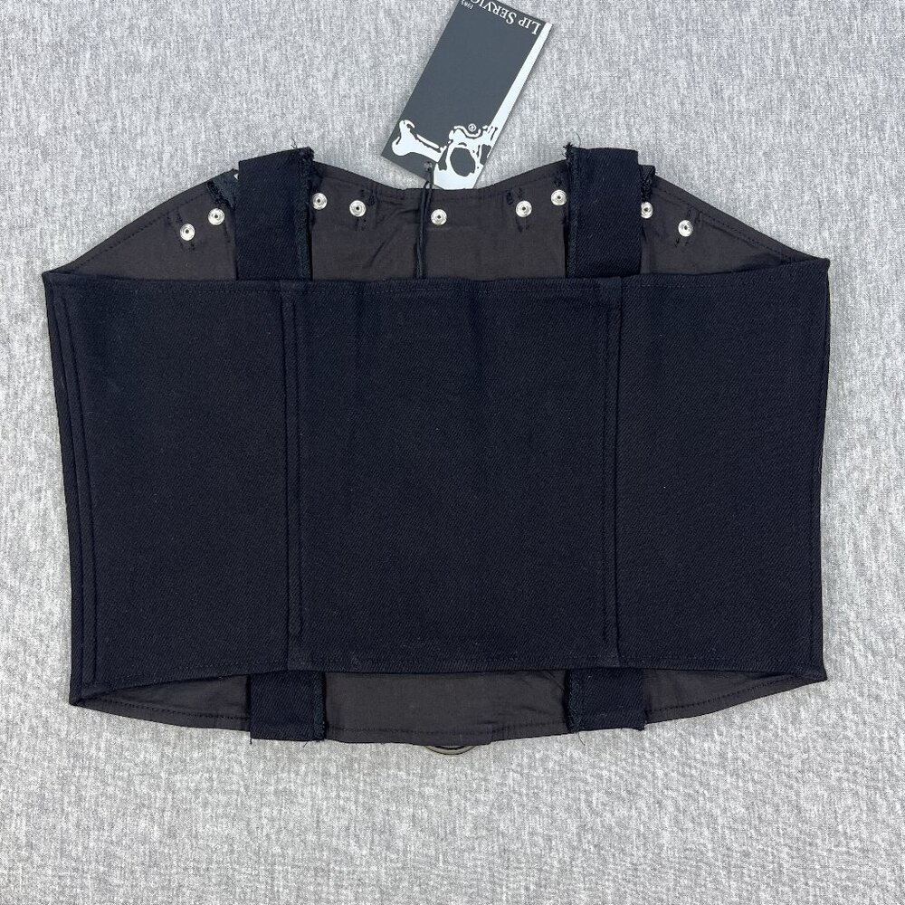 Lip Service Corset Top Womens XL Black Zipper D-Ring Bondage Fetish Bustier NEW - Picture 4 of 10